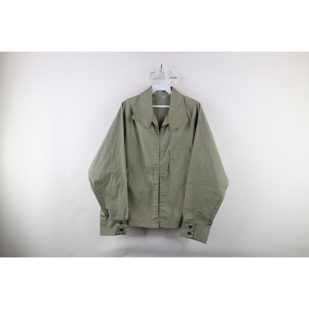 Vintage 50s Rockabilly Mens Xl Faded Blank Cafe Racer Bomber Jacket Green Usa